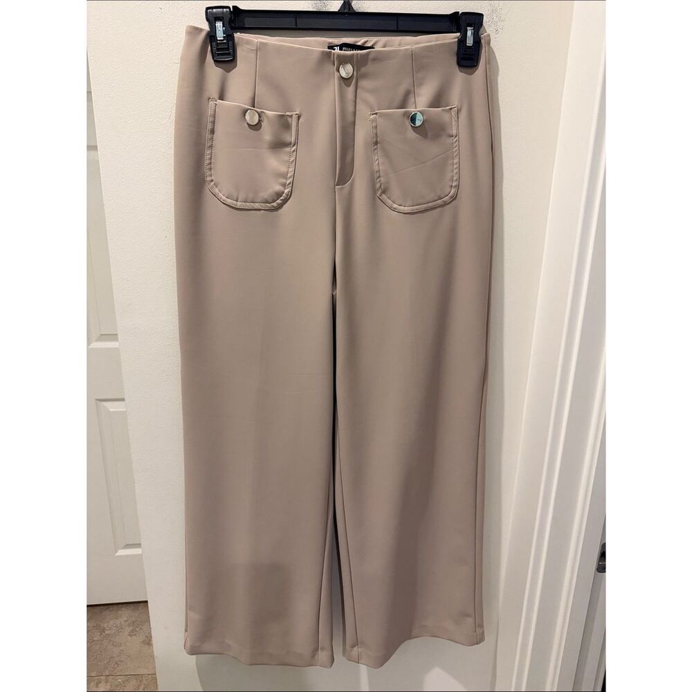 Jules & Leopold Wide Leg Pants in Beige with Patch pockets size medium